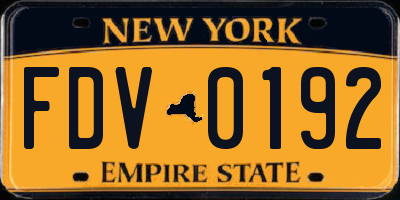 NY license plate FDV0192