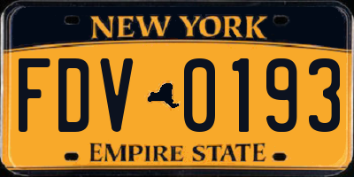 NY license plate FDV0193