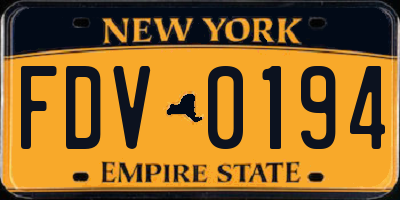 NY license plate FDV0194
