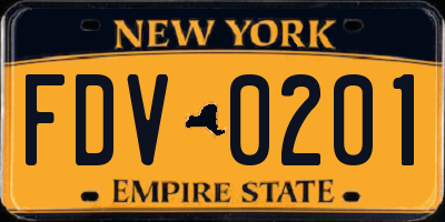 NY license plate FDV0201