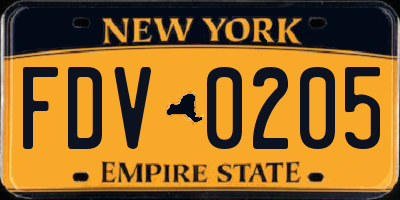 NY license plate FDV0205
