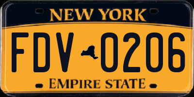 NY license plate FDV0206