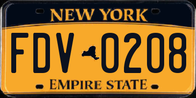 NY license plate FDV0208