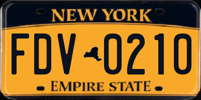 NY license plate FDV0210