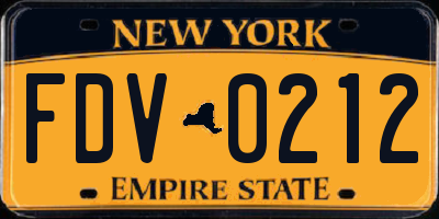 NY license plate FDV0212