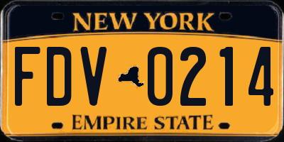 NY license plate FDV0214
