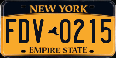 NY license plate FDV0215