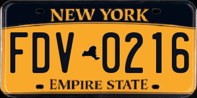 NY license plate FDV0216