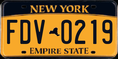 NY license plate FDV0219