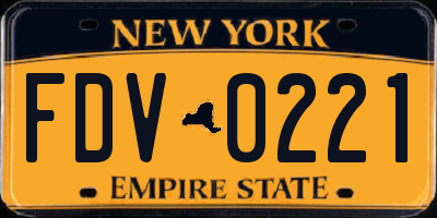 NY license plate FDV0221