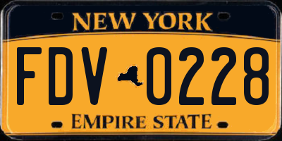 NY license plate FDV0228
