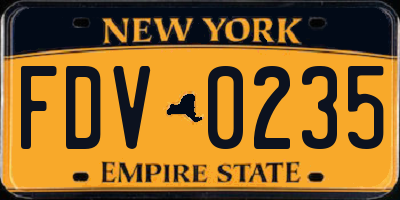 NY license plate FDV0235