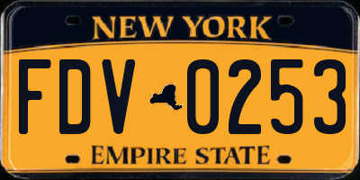 NY license plate FDV0253
