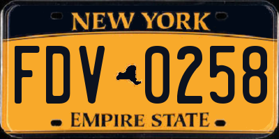 NY license plate FDV0258