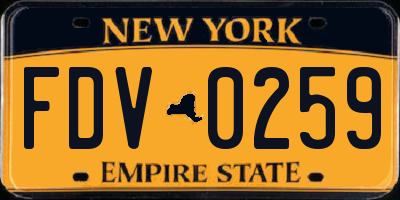 NY license plate FDV0259
