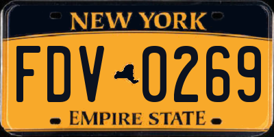 NY license plate FDV0269
