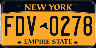 NY license plate FDV0278