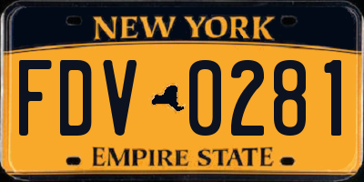 NY license plate FDV0281