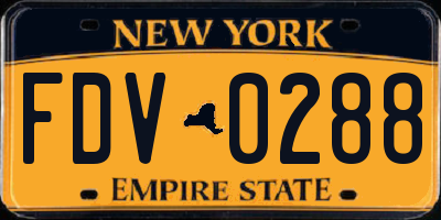 NY license plate FDV0288