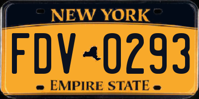 NY license plate FDV0293