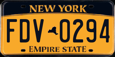 NY license plate FDV0294