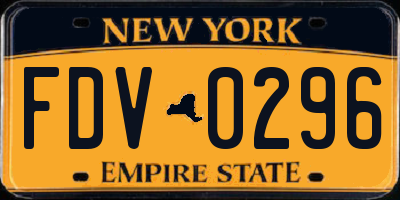 NY license plate FDV0296