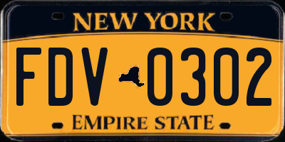 NY license plate FDV0302
