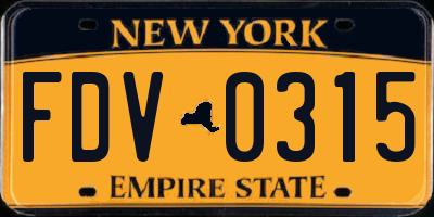 NY license plate FDV0315