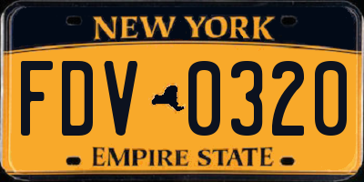 NY license plate FDV0320