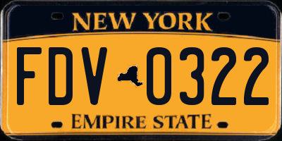 NY license plate FDV0322
