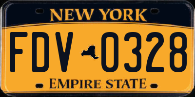 NY license plate FDV0328