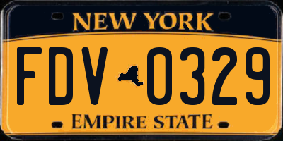 NY license plate FDV0329