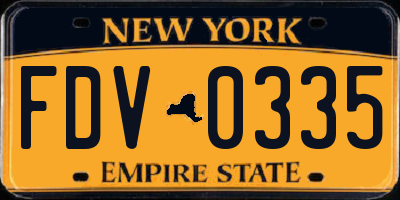 NY license plate FDV0335