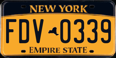 NY license plate FDV0339