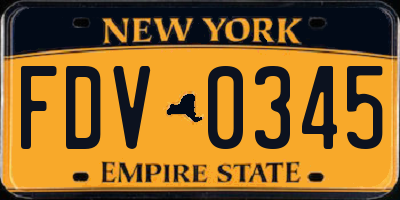 NY license plate FDV0345