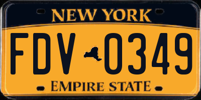NY license plate FDV0349