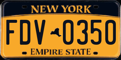 NY license plate FDV0350