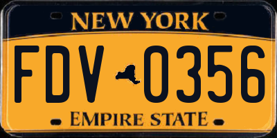 NY license plate FDV0356