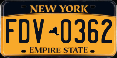 NY license plate FDV0362