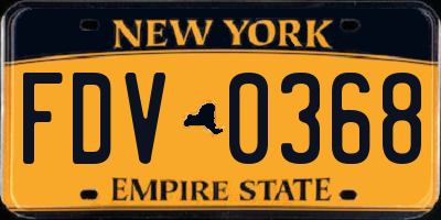 NY license plate FDV0368