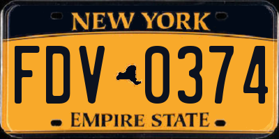 NY license plate FDV0374