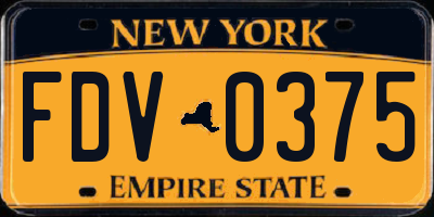 NY license plate FDV0375