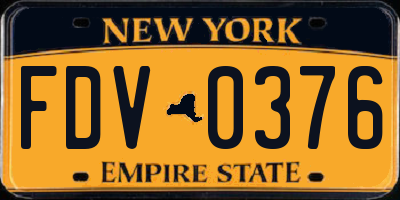 NY license plate FDV0376