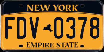 NY license plate FDV0378