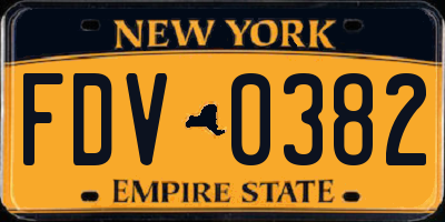 NY license plate FDV0382