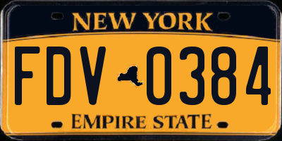 NY license plate FDV0384