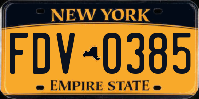 NY license plate FDV0385