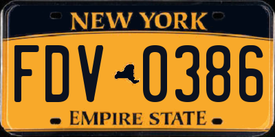 NY license plate FDV0386