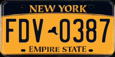 NY license plate FDV0387