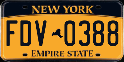 NY license plate FDV0388